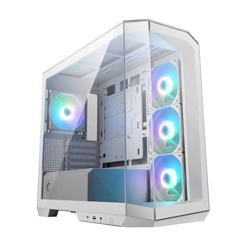 Image of MSI MAG PANO M100L PZ WHITE Micro-ATX PC Case - Micro-ATX Capacity, GPU Support Stand, Level Indicator, Dust Filters, 33 mm Cable Routing Space, USB Type-C (20Gbps)