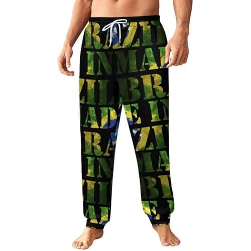Image of Made in Brazil Viitage Flag Men's Sweatpants Drawstring Loose Fit Jogger Pants Workout Tracksuit Bottoms