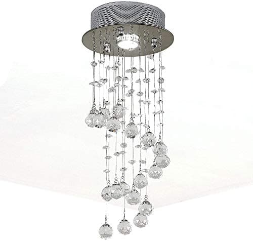 Image of HOMCOM Metal Crystal Ceiling Light Chandelier Elegant Pendant Lamp Living Room Stairway Stairway Spiral Rain Drop Pendant Lamp Silver