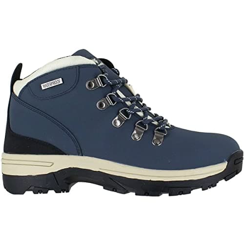 Image of Womens Ladies Waterproof Genuine Leather Breathable Lace Up Memory Foam Hiking Outdoor Trekking Boots UK Sizes 3-8 (Blue, Numeric_6)