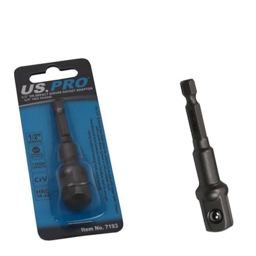 Image of US PRO 1/2" DR Impact Driver Socket Adaptor - 1/4" Hex Shank