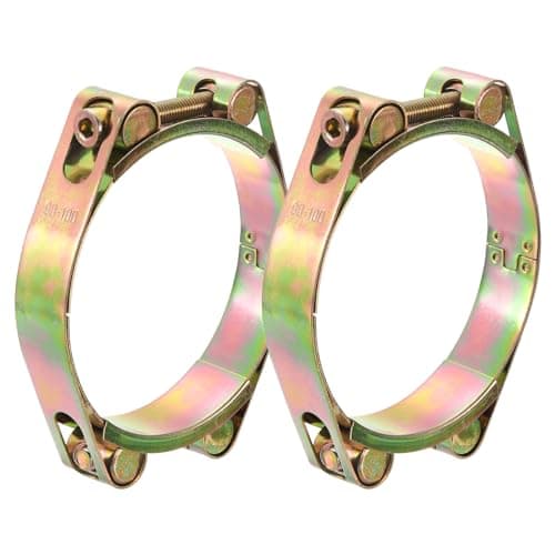 Image of sourcing map 2Pcs T-Bolt Hose Clamps, 90-100mm/3.54"-3.94" ID Range, Carbon Steel Radiator Hose Clamp Intake Clamp for Truck Exhaust