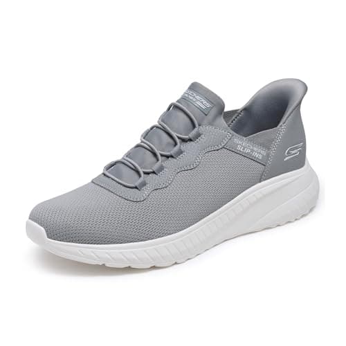 Image of Skechers Men's Bobs Squad Chaos Daily Hype Slip-On Sneakers, Gray Knit, 7 UK