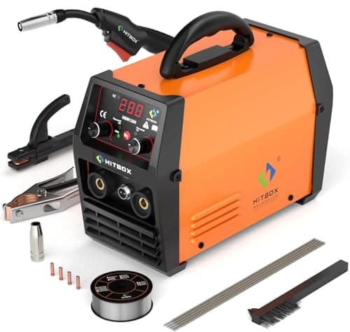 Image of HITBOX 200A Gasless MIG Welder, 3-in-1 Flux Core Welder MIG/ARC/Lift TIG, Portable 240V IGBT Inverter Welding Machine with Torch & 0.8mm Wire, Perfect for Beginners (HBM1200)