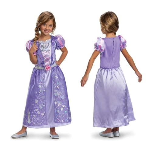 Image of Disney Princess 100th Anniversary Rapunzel Fancy Dress for Kids, Official Disney by Disguise, Beautiful Shimmer Detailing, Adorable Details, for Girls Ages 3-4, 4-6 & 7-8 Years