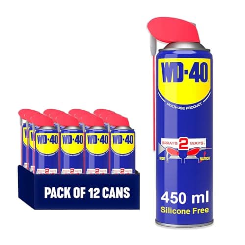Image of WD-40 Multi Use Lubricant Spray 450ml 12-Pack Trade Size, Wide and Narrow Smart Straw, Multipurpose WD40 Spray Lubricant for Maintenance and Rust Protection