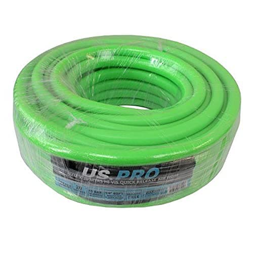 Image of US PRO Tools 8MM X 20 Meters HI VIS Green Hybrid Quick Release Air Hose 8244