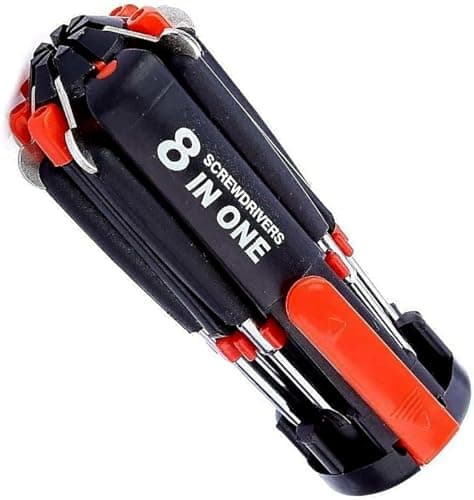 Image of PEBBLE HUG Multifunction Screwdriver 8 in 1, Ideal Tool Kit for Multi-Purpose Furniture, Home, Nightwork, Adjustable Angle, DIY Maintenance, Kitchen, Computer, etc, (1 Pcs)