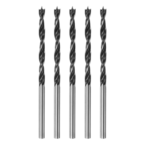 Image of sourcing map 5pcs Brad Point Drill Bits 3.5mm(9/64") Dia Straight Steel Round Shank Drill Metric Brad Point 1.4" Drilling Depth Spiral Twist Drill Bits for Carpenter Woodworking Plastic Rubber