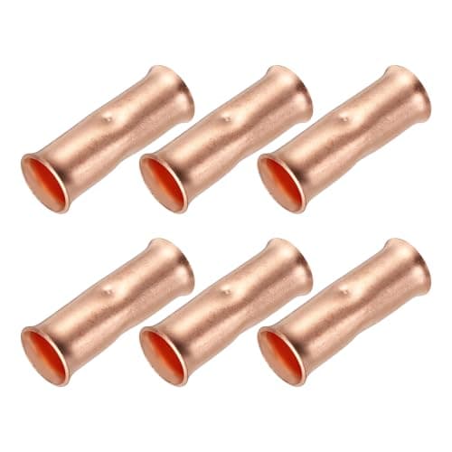 Image of sourcing map 4/0 Gauge Flared Barrel Butt Connectors 4/0 AWG Bare Pure Copper Wire Connectors Non-Insulated Wire Butt Terminal for Vehicle Electric Power Home Appliance, Pack of 6(Copper)