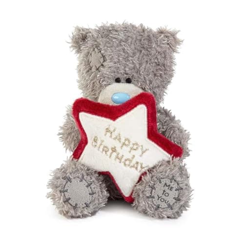 Image of Me To You Tatty Teddy Plush 10cm-High Birthday Bear With Embroidered Star - Official Collection, Grey