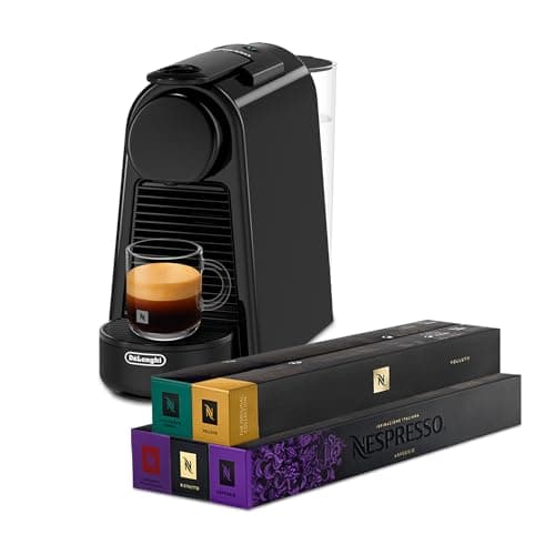 Image of Nespresso Essenza Mini EN85.B, Automatic Coffee Machine by De'Longhi, Capsule Machine, 50 Capsule Welcome Set Included, Compact Design, 19 Bar Pressure, 1150W, Black