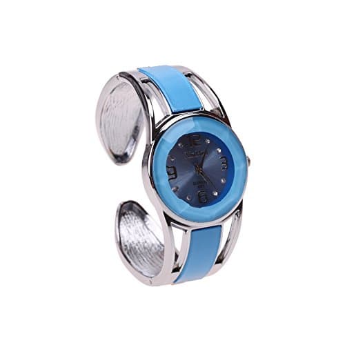 Image of ele ELEOPTION Bracelet Design Quartz Wrist Watches with Rhinestone Blue Dial Stainless Steel Bracelet for Women (Blue)