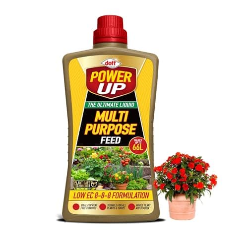 Image of Doff Power Up Multi Purpose Feed | All-Purpose Liquid Plant Food | NPK 8-8-8 Balanced Fertiliser | Ideal for Flowers, Fruit, Vegetables & Shrubs | Plant Safe Technology (1000 ml)