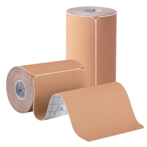 Image of ANAMPION Kinesiology Tape Precut 10cm, Waterproof Sports Tape for Athletes Physio Elastic Tape Pain Relief Adhesive for Muscles Shin Splints Ankle Knee & Shoulder 5m (Flesh Color, 10CM 2Rolls)