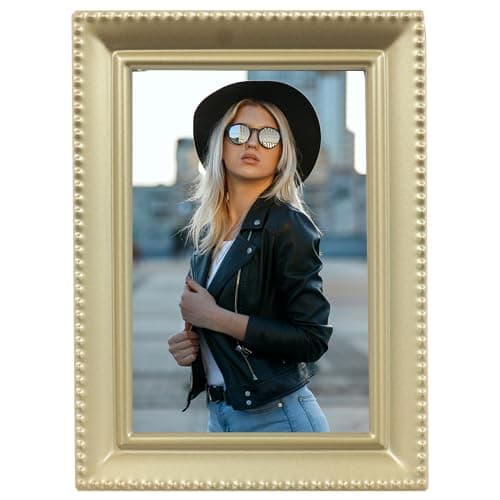 Image of Lawrence 11423 Antique Gold Brass 2x3 Picture Frame - Beaded Edge Design