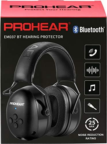 Image of PROHEAR 037 Wireless Bluetooth Ear Defenders, Rechargeable Hands-Free Calling Headset, Safety Earmuffs for Lawn Mowing, Hearing Protector for Woodworking, Carpenter, Gardener(Black)