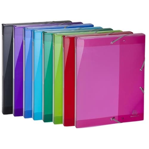 Image of Exacompta - Ref 59670E - Iderama Collection - PP Elasticated Filing Box - 250 x 330mm in Size, Suitable for A4 Documents, 25mm Spine - Assorted Colours (Pack of 8)