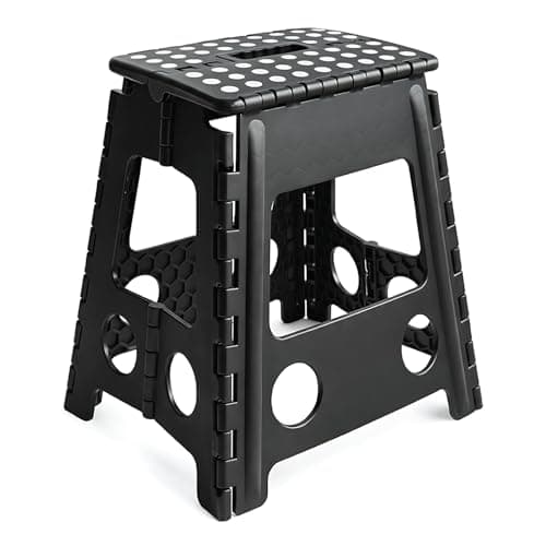 Image of KCT Folding Step Stool Portable Lightweight Multi Purpose Home Plastic Seat Black