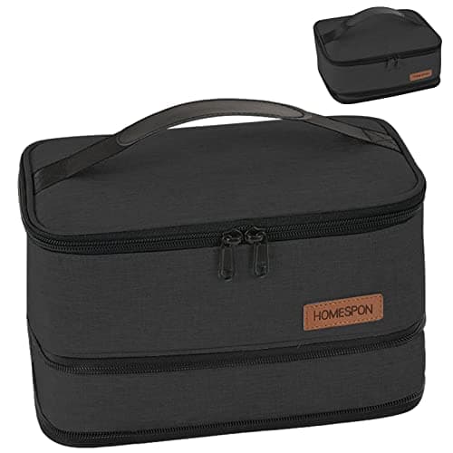 Image of HOMESPON Expandable Lunch Bag for Men Women Kids Insulated Lunch Box Holder with Handle for Picnics Work School (Black)