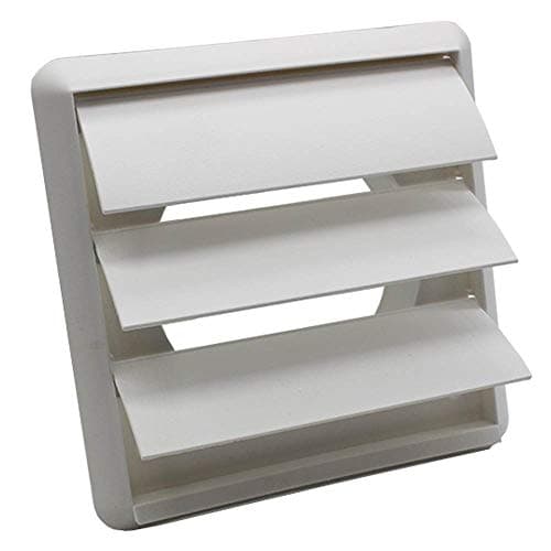 Image of Kair White 100mm Gravity Wall Vent Grille - 99.5mm / 4 Inch Round Rear Spigot & 155mm Front Cover - Backdraught Prevention Shutter Flaps