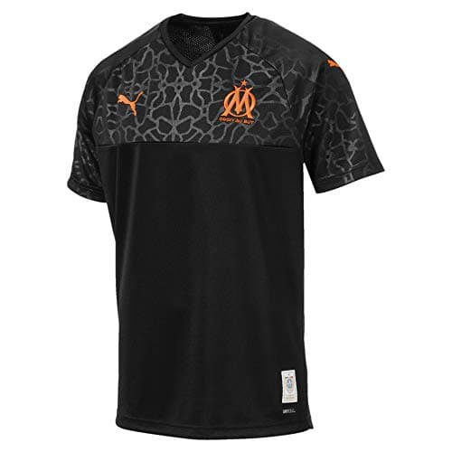 Image of Puma Men Om 3RD Shirt Replica SS with Sponsor Jersey - Black-Orange Popsicle, Small
