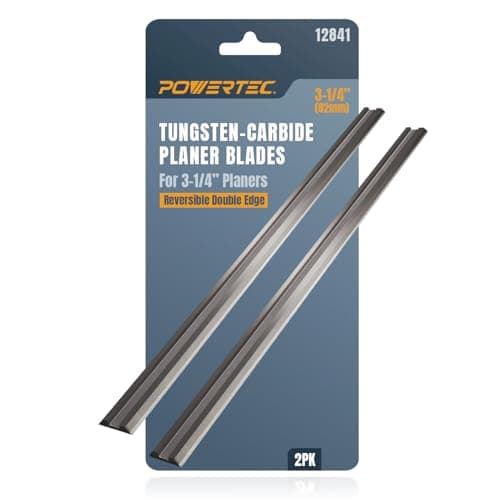 Image of POWERTEC 12841 3-1/4" Tungsten Carbide Hand Held Planer Blades Replacement for Black&Decker, Bosch, DeWalt, Hitachi, Makita, Porter Cable, Ryobi, Stanley, Wen - Set of 2