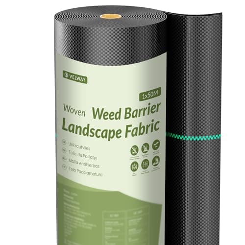 Image of Velway Weed Control Membrane Heavy Duty - 1x50M Weed Control Barrier Fabric Landscape Ground Cover for Artificial Grass Patios Paths Flower Beds - Weed Suppressant Membrane