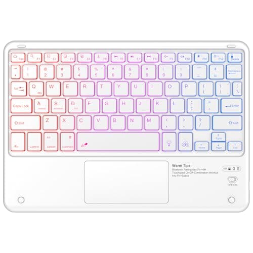 Image of KBCASE Bluetooth Keyboard with Touchpad Ultra-Slim Wireless Keyboards with 7 Color Backlitlight for iPad,iPad Pro,iPad Air,Tablet Samsung Galaxy, Xiaomi, Huawei, Lenovo,Windows,Android, QWERTY