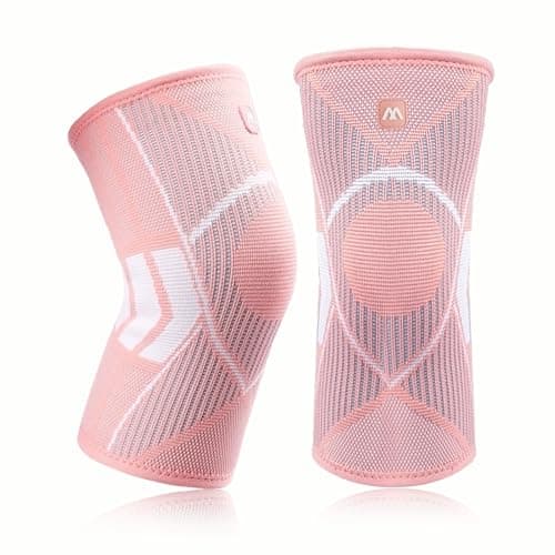 Image of BNPHSIN 2 Pack Knee Support Brace for Women, Knee Compression Sleeves for Knee Pain, Knee Support for Arthritis Running, Work Out, Gym, Hiking, Sports, Ligament Injury, Meniscus Tear(Pink, L)