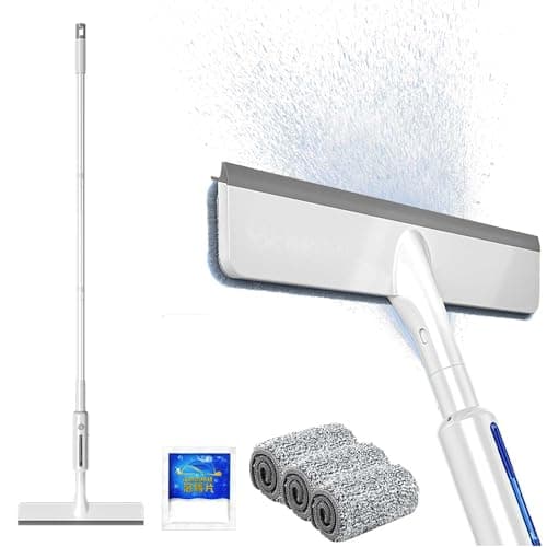 Image of RUVE Double-Sided Spray Window Cleaner, Squeegee for Window Cleaning with Spray, 3 in 1 Extendable Window Squeegee Cleaner Mop, Window Washer Cleaning Kit with Removable Wipes and Cleaning Pads