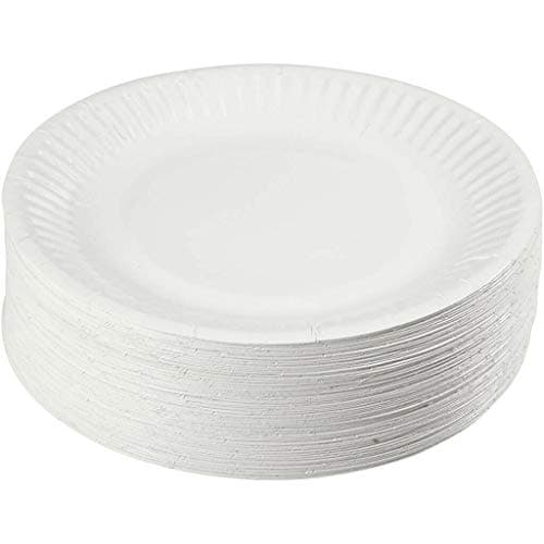 Image of HOT BARGAINS Paper Plates 7 Inch, Pack of 100, White, for Party and Catering
