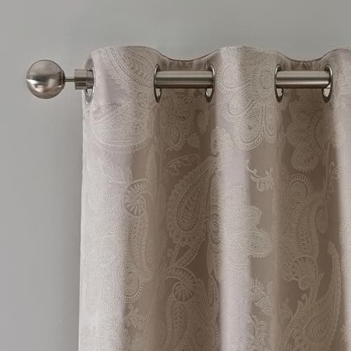 Image of Catherine Lansfield Opulent Jacquard 66x90 Inch Lined Eyelet Curtains Two Panels Champagne Gold