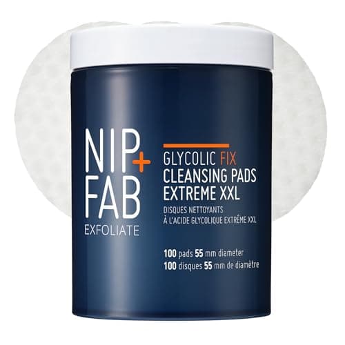 Image of NIP + FAB Glycolic Fix Night Pads Extreme XXL – 5% Glycolic Acid Exfoliating Facial Pads with Salicylic Acid (BHA) & Lactic Acid for Resurfacing, Pore Clearing & Glowing Skin, 100 Pads