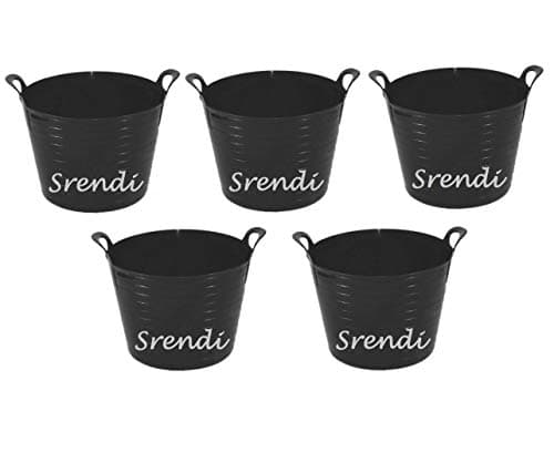 Image of Easy Shopping 5 x 26 Litre Flexi Tub Garden Home Flexible Colour Rubber Storage Container Bucket Polyethylene Flex Tub- MADE IN U.K. (Black)