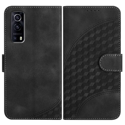 Image of JayModCase Wallet Case for Vivo Y72 5G / Y52 5G, Flip Folio PU Leather Wallet Cover with Card Holder Kickstand Magnetic Closure Cover for Vivo Y52 5G - Black
