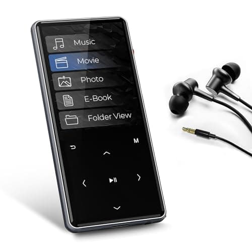 Image of 128GB Portable MP3 Player with Bluetooth 5.0, 2.4" Srceen Music Player Built in Speaker, Mini Voice Recorder with 64GB Micro SD Card, Touch Buttons, Voice Recorder, E-Book, Earphones Black
