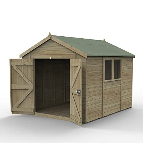Image of Forest Garden 10' x 8' Forest Premium Tongue & Groove Pressure Treated Double Door Apex Shed (3.06m x 2.52m)