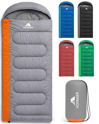 Image of Voyager Sleeping Bag for Adults - Lightweight & Compact, Versatile 3-4 Season Temperature, Spacious Design, Quality Material, Ideal for Camping & Backpacking - 190x30x80cm - Grey