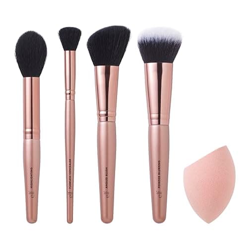 Image of e.l.f. Full Face Makeup Brush & Sponge Set, Tools For Concealer, Powder, Highlighter, Blush & More, Made With Synthetic Bristles, Vegan & Cruelty-Free