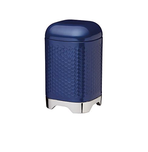 Image of KitchenCraft Lovello Textured Food Storage Container with Geometric Hexagon Pattern, 11 x 11 x 19 cm (4.5" x 4.5" x 7.5") - Midnight Navy