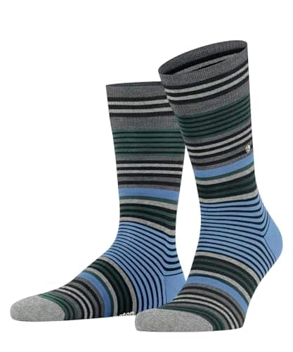 Image of Burlington Men's Stripe M So Wool Patterned 1 Pair Socks, Black 3000, 6.5-11