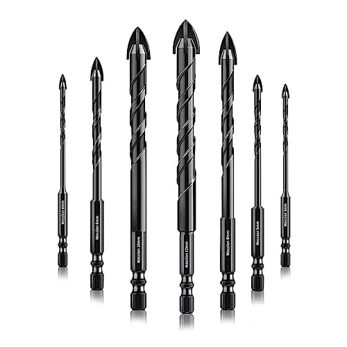 Image of Meccion Tile Drill Bit Set 3mm-12mm Professional Cross Tungsten Carbide Tip Drill Bits for Tile, Brick, Glass, Porcelain, Plastic, Wood, Cement, Mild Metal