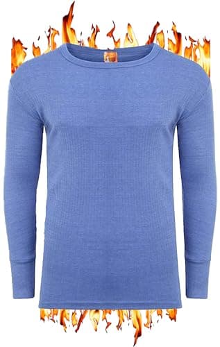 Image of ZRWASKA® Mens Thermal Underwear Vests Long Sleeve Tops, Thermal T-Shirt Short Sleeve Warm Underlayer Winter Thermals Base Layer Clothing Men Vest Top Blue, Size Small