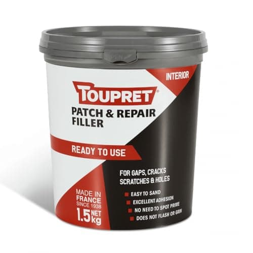 Image of Toupret Patch & Repair Filler Quick Dry - Fast Drying Interior Wall & Ceiling Filler for Cracks, Holes & Damage - Easy Sand, Crack Resistant, Paintable - 1.5kg