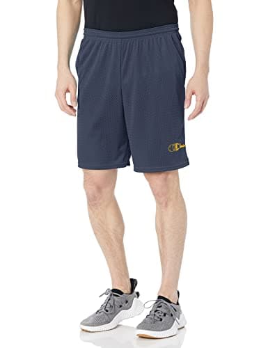 Image of Champion Men's 9" mesh Short, Double Logo, Navy Graphic Script, Large