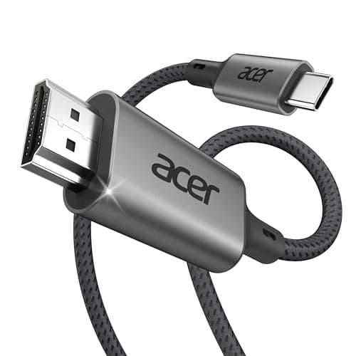 Image of Acer USB C to HDMI Cable 1m, 4K@60Hz Type-C to HDMI for Home Office, Thunderbolt 4/3 to HDMI 2.0 Cable Compatible with iPhone 15 Series, MacBook Pro/Air, iPad Pro/Air/Mini, Surface Pro, Galaxy S24