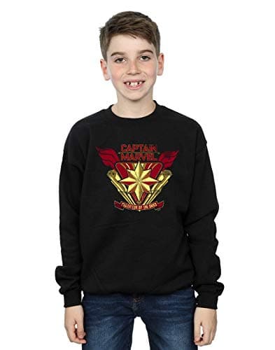 Image of Marvel Boys Captain Marvel Protector Of The Skies Sweatshirt Black 9-11 Years