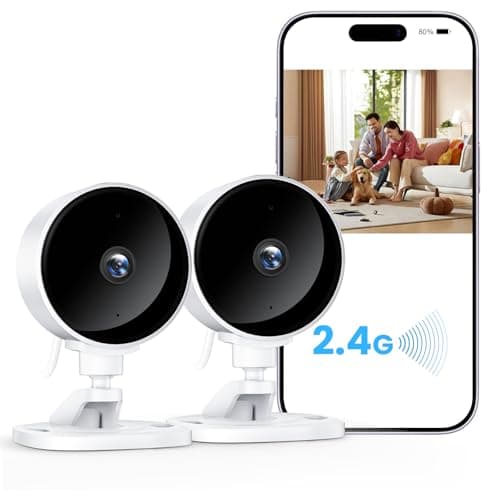 Image of WOLFANG 1080P Indoor Security Camera 2 Pack, Mini WiFi CCTV Camera/pet Camera for Home Security, Night Vision, Motion Detection, Two Way Audio, 2.4G WiFi, SD & Cloud Storage, Alarm Alert