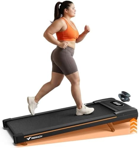 Image of MERACH Heavy Duty Walking Pad Treadmill with Speaker, 10% Auto Incline, Pro Shock-Absorbing Cushioning System, 3.0HP Quiet Brushless Motor, 350lbs Capacity, Under Desk Treadmill with LED Display